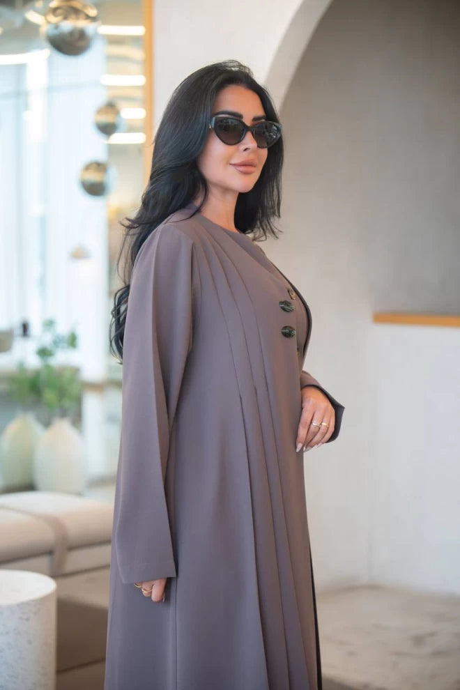 عباية كريب القهوة مع طيات C:IB324 قهوة 