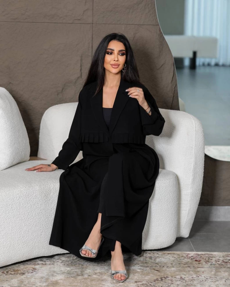 عباية كريب سوداء IB198 