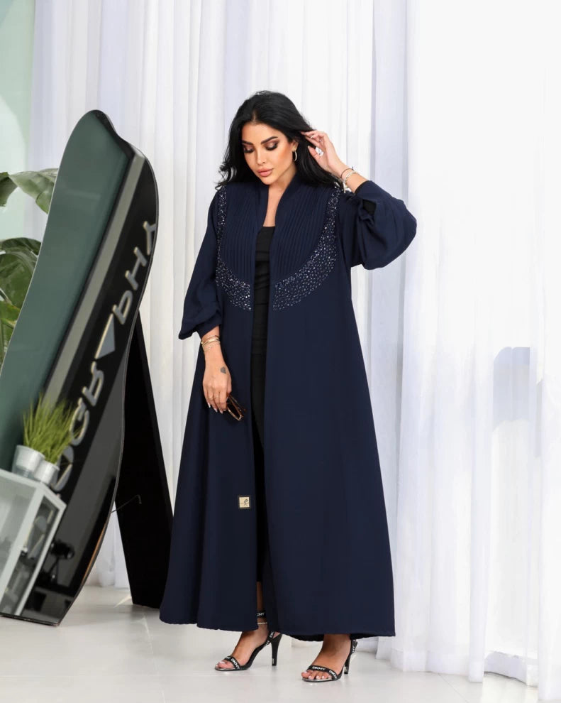 عباية كريب مع مصافحة IB127 أزرق (مقاس واحد) 