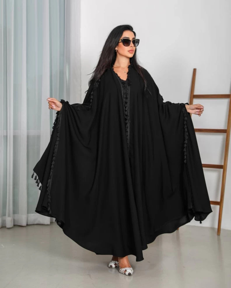 عباية سوداء خام IB146 أسود (مقاس حر) 
