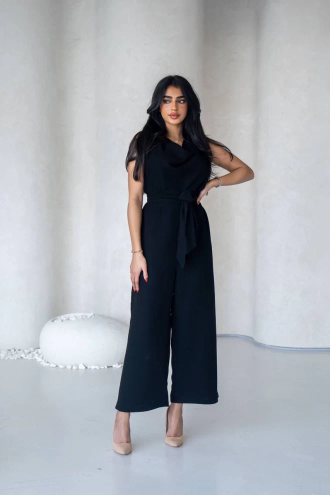 Linen jumpsuit, black, IB1070