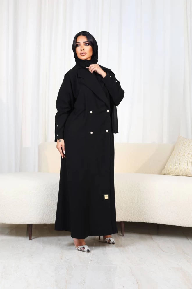 عباية كريب سوداء IB179 أسود 