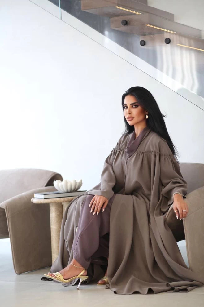 Cobra Crepe Abaya Free Size IB175 Beige (Free size)