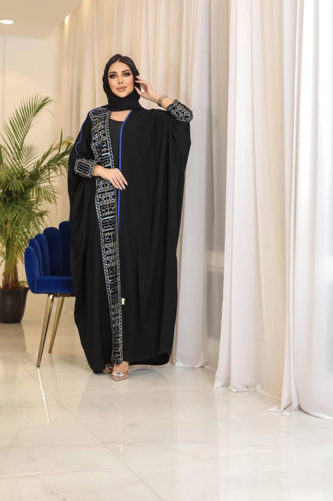 Crepe Abaya with velvet IB196 (Free size)