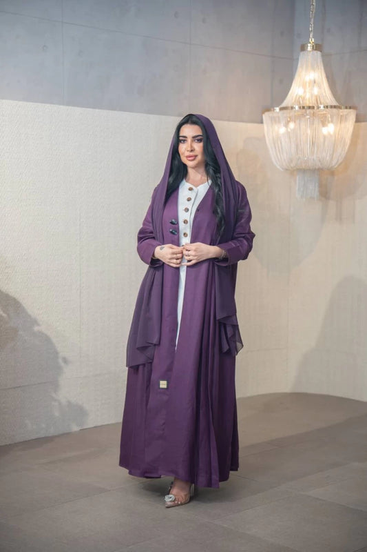 Purple Linen Abaya C:IB320