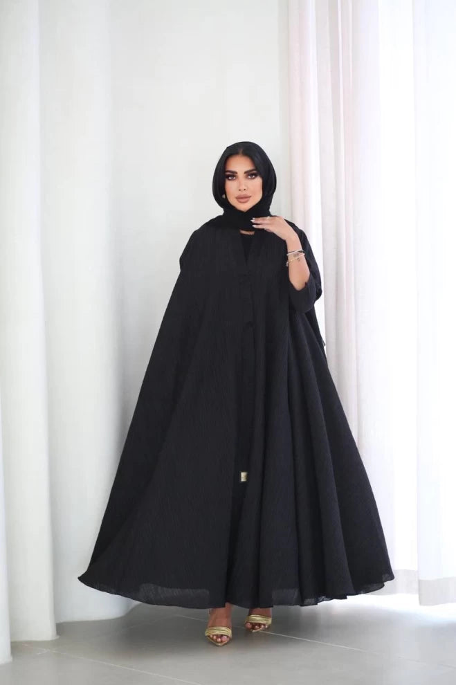 Free Size Abaya With Crepe Raw Material IB174 Black (Free size)