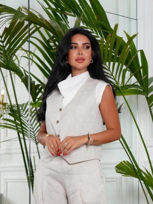 طقم من 3 قطع مع خامة الكتان البارد C:IB1002 (S) 