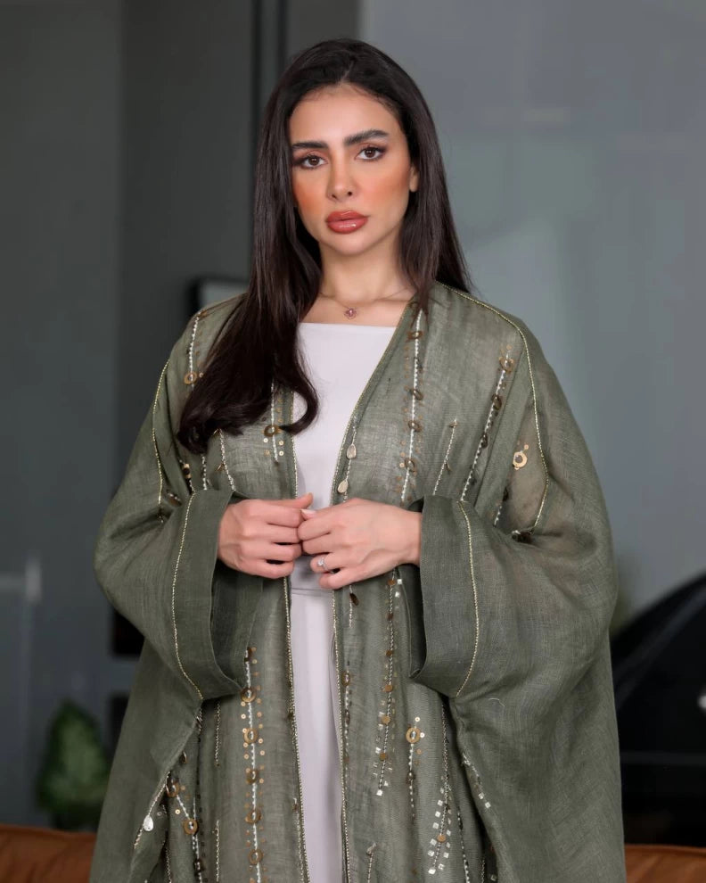 عبايه بشت بشك يدوي IB136 Green