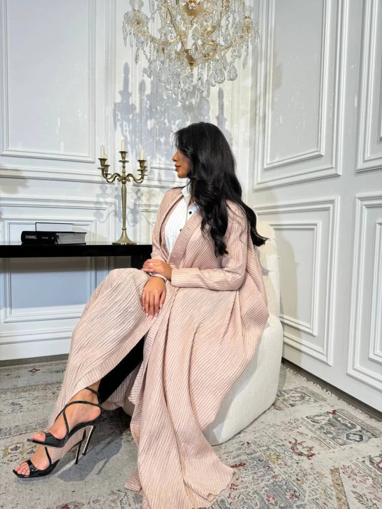 Free Size Abaya With Crepe Raw Material IB174 Pink (Free Size)