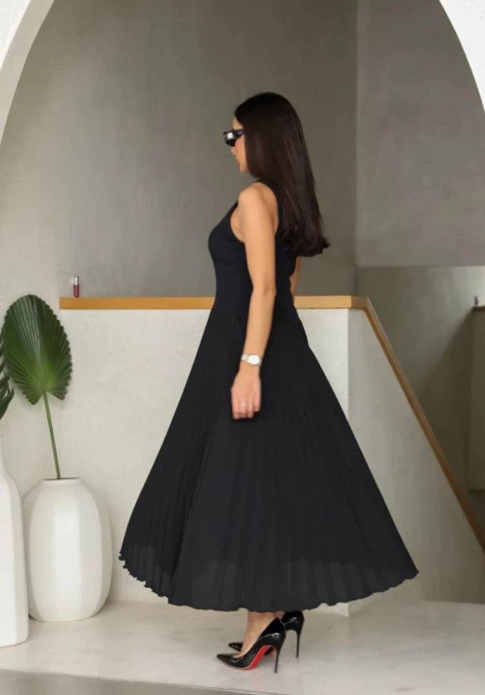 Black Dress Half Crepe & Half Bliss Closh IB1039 (SL)