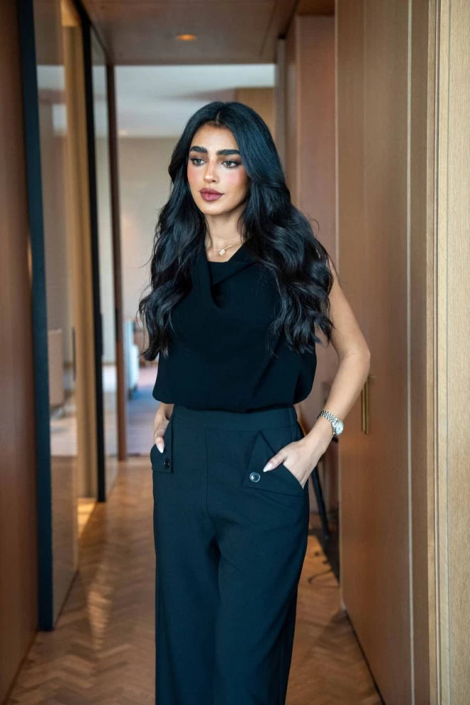 Black Trousers & Blouse Set IB1050 Black