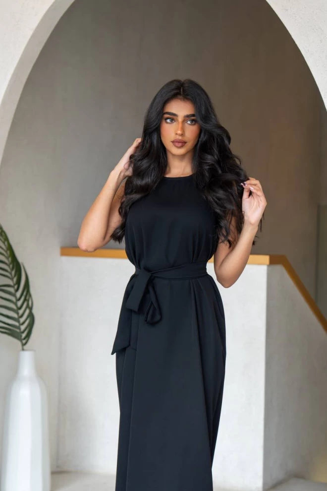 فستان كريب أسود IB1066 أسود 