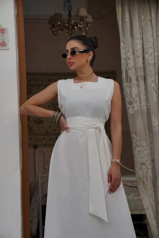White Crepe Dress IB1035 (SL)