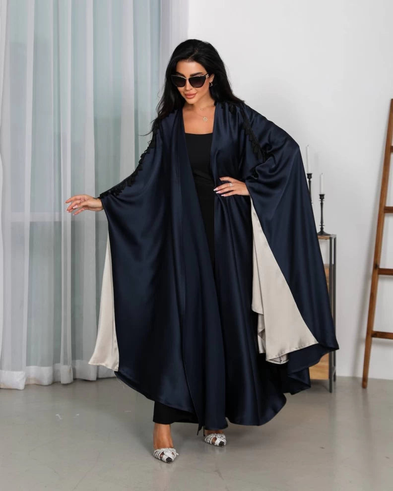 عبايه كريب حرير كحلي IB147 Blue