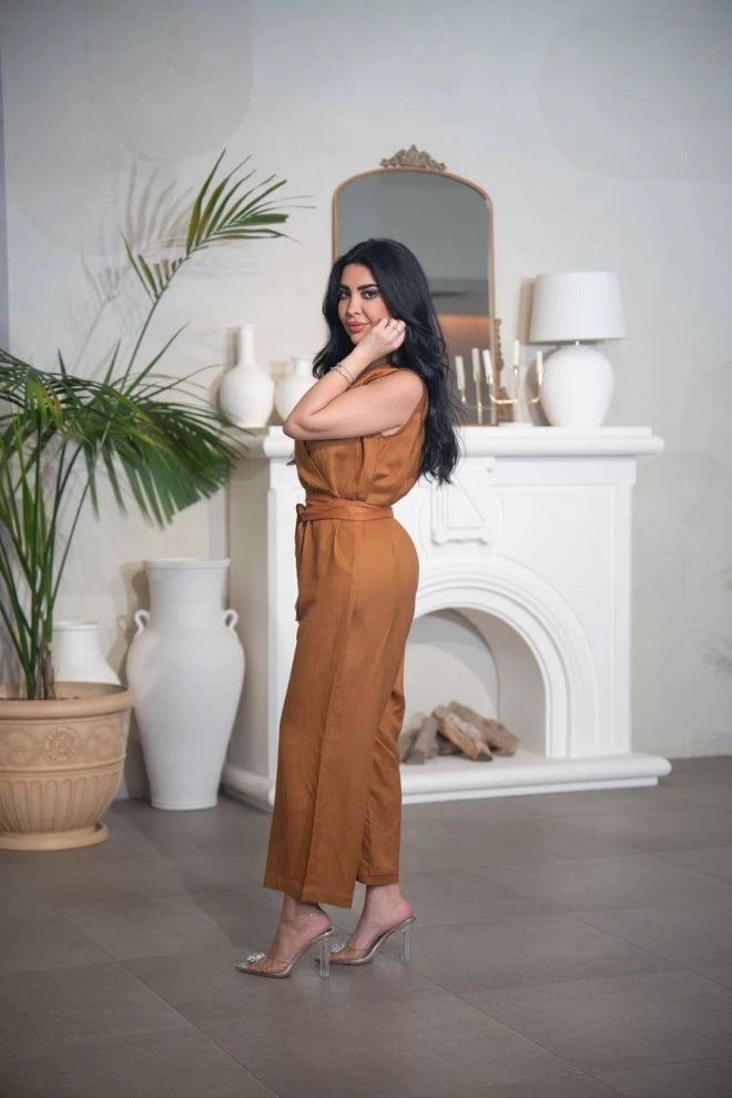 جمبسوت من الكتان بلون الجمل C:IB1088 