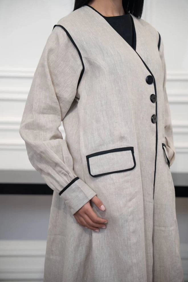 عباية كتان بيج C:IB328 بيج 