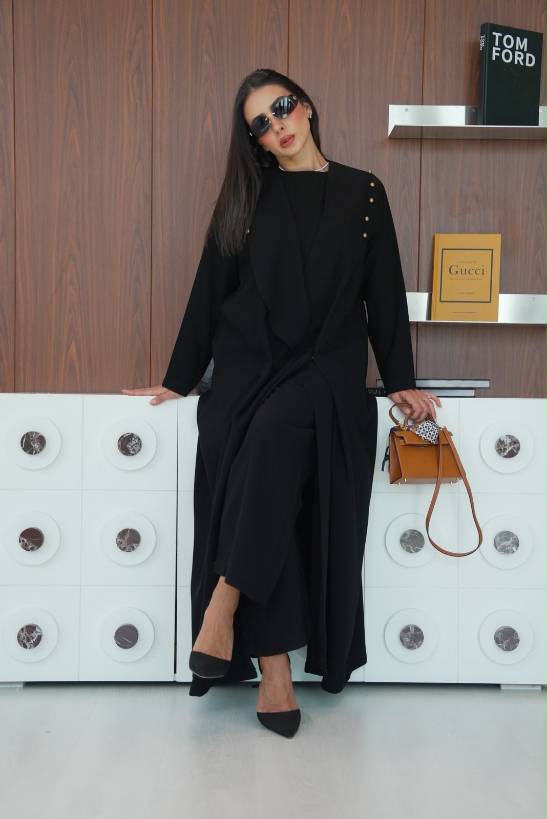 Black crepe blazer abaya. C:429
