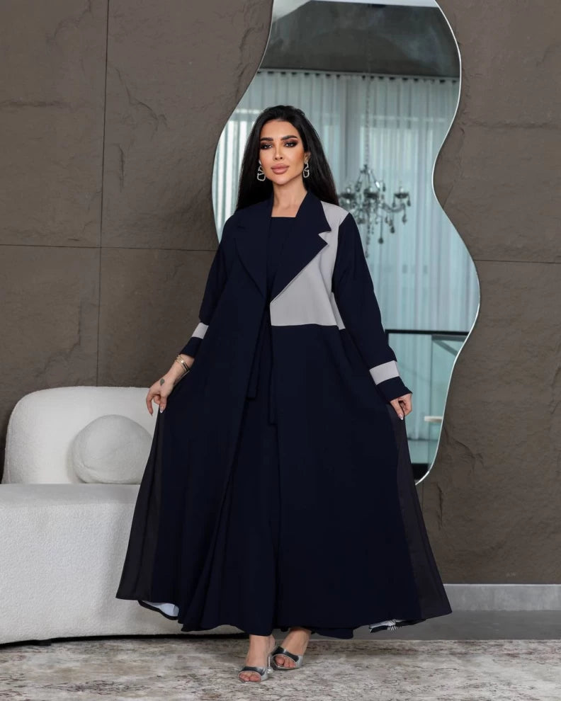 عباية كريب باللون الكحلي IB200 