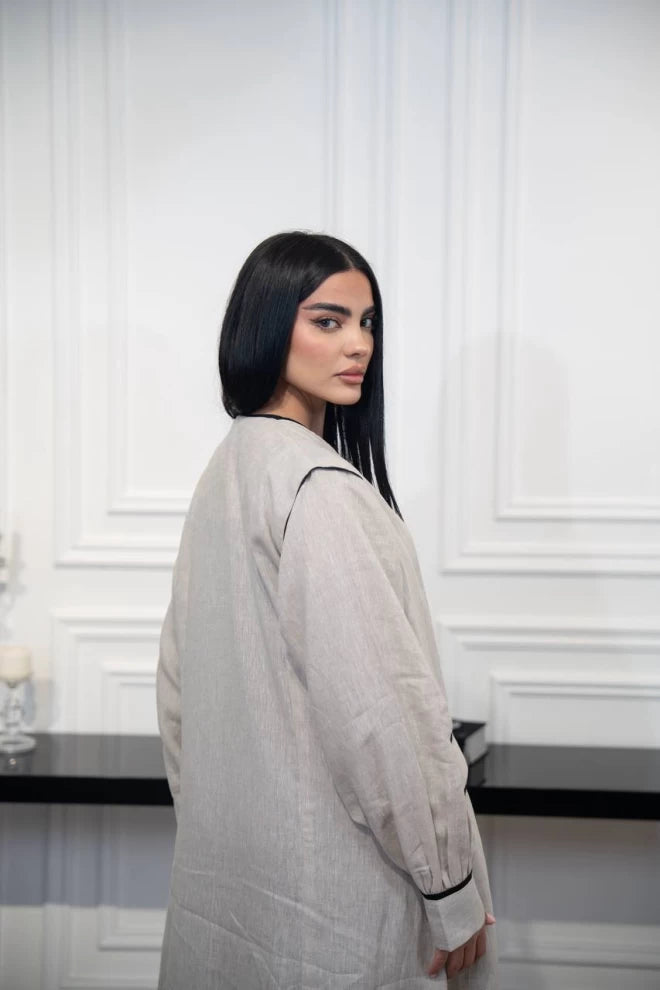 عباية كتان بيج C:IB328 بيج 