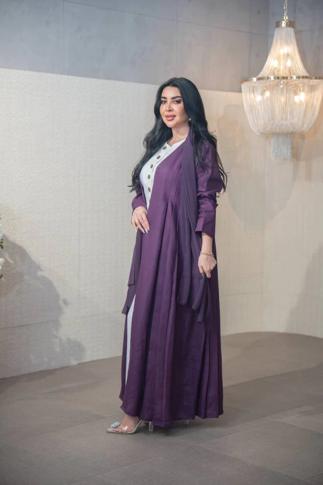Purple Linen Abaya C:IB320