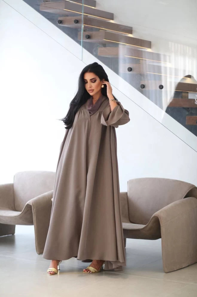Cobra Crepe Abaya Free Size IB175 Beige (Free size)
