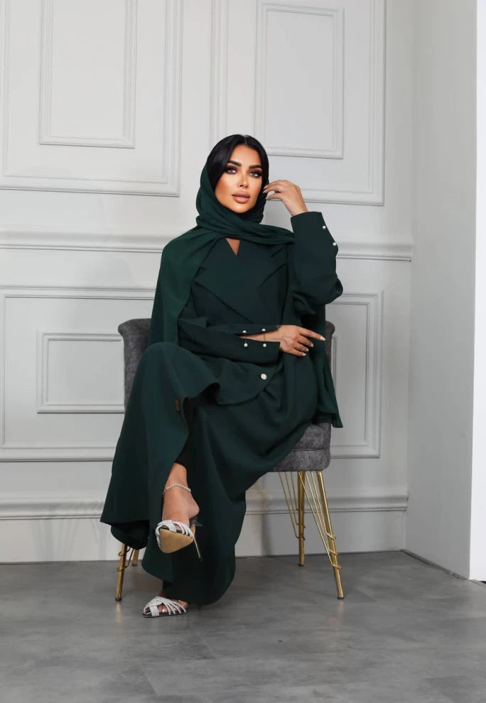 عباية من الكريب الخام IB179 أخضر 