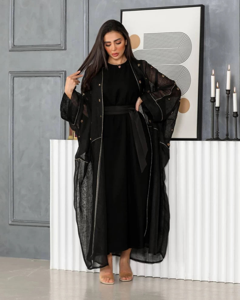 Black Bisht Abaya IB250 (Free size)