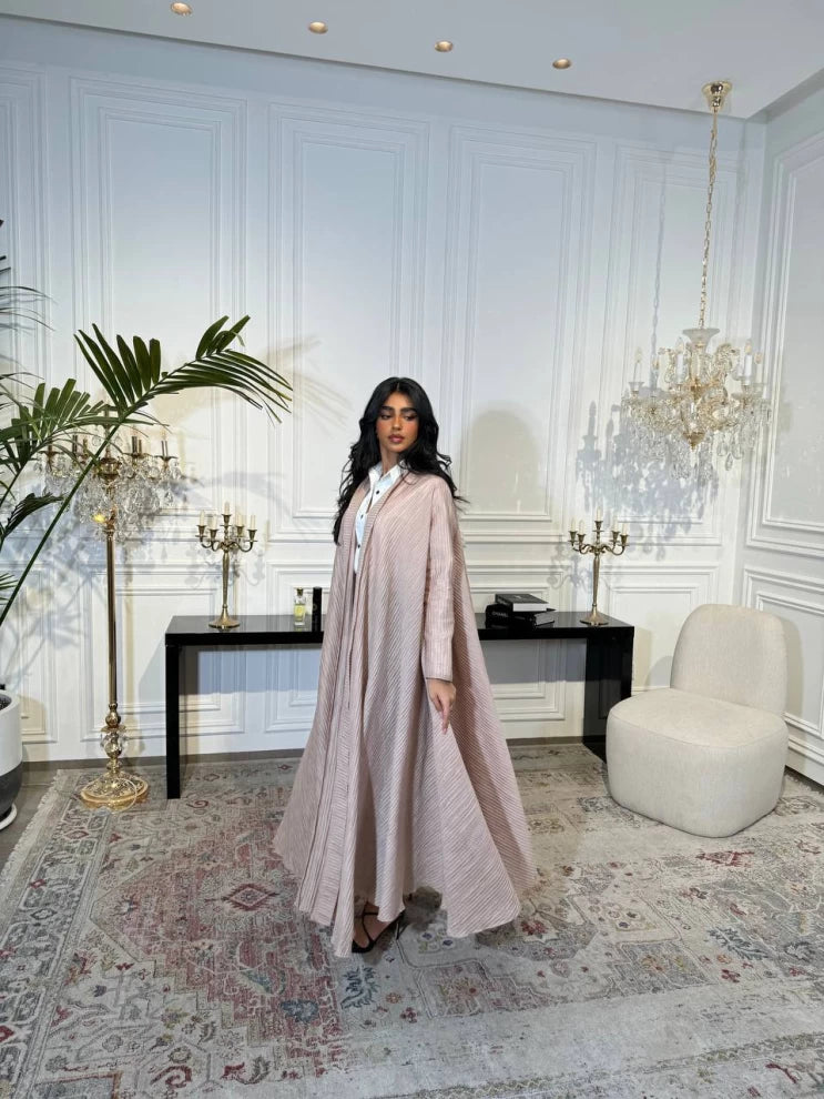 Free Size Abaya With Crepe Raw Material IB174 Pink (Free Size)