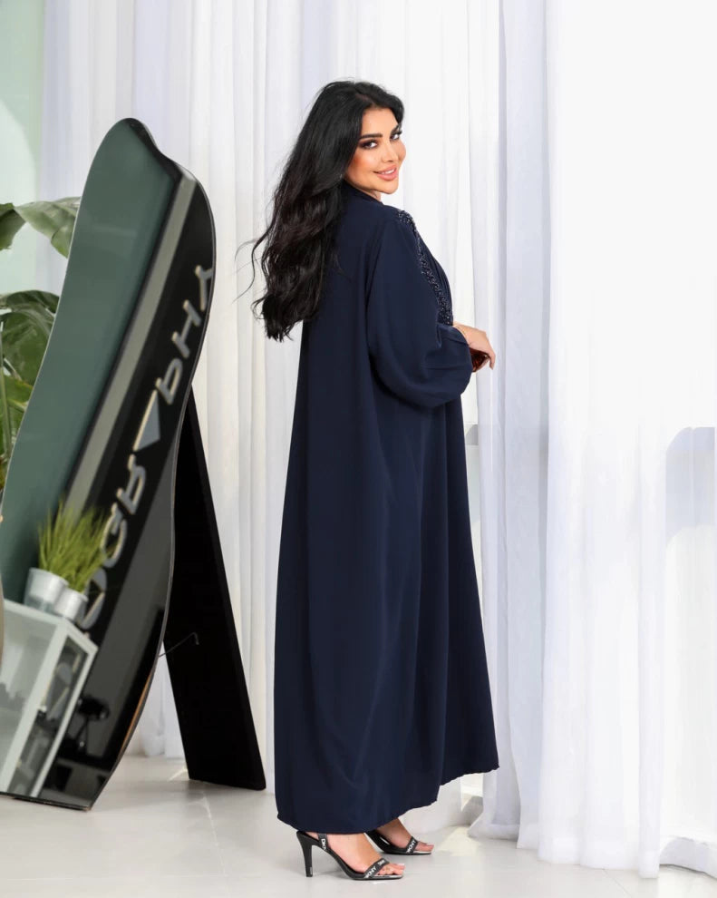 عباية كريب مع مصافحة IB127 أزرق (مقاس واحد) 