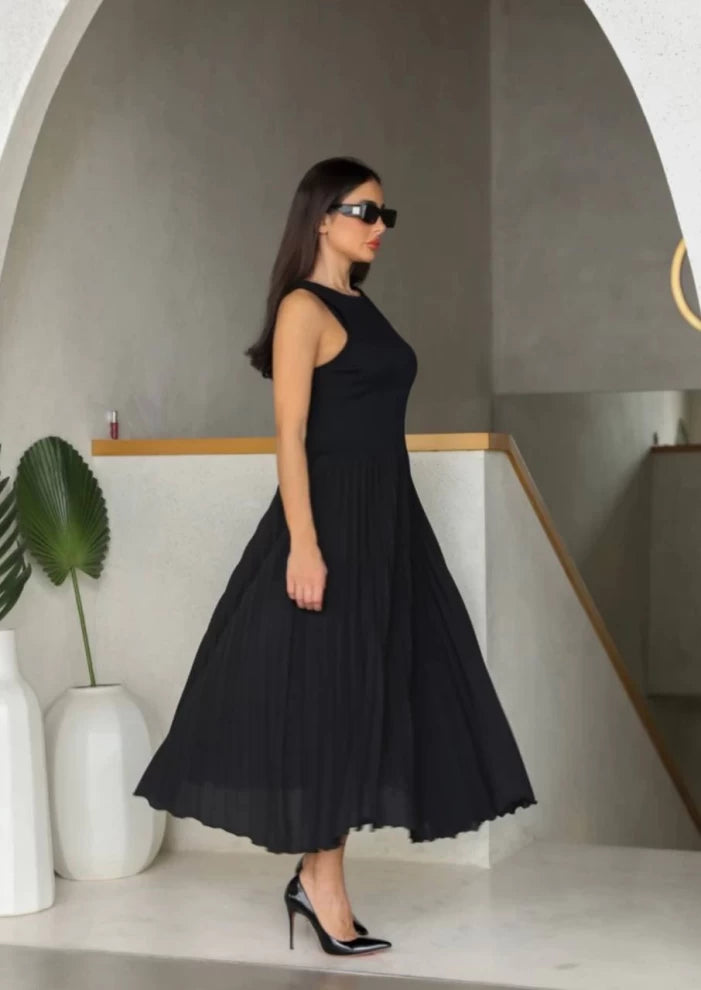 Black Dress Half Crepe & Half Bliss Closh IB1039 (SL)