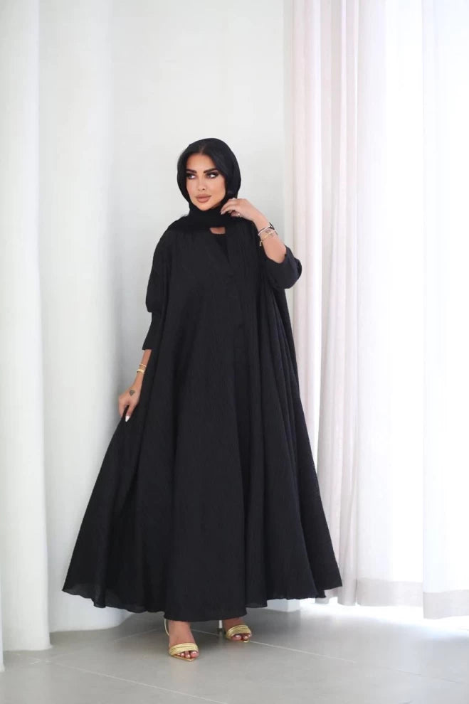 Free Size Abaya With Crepe Raw Material IB174 Black (Free size)