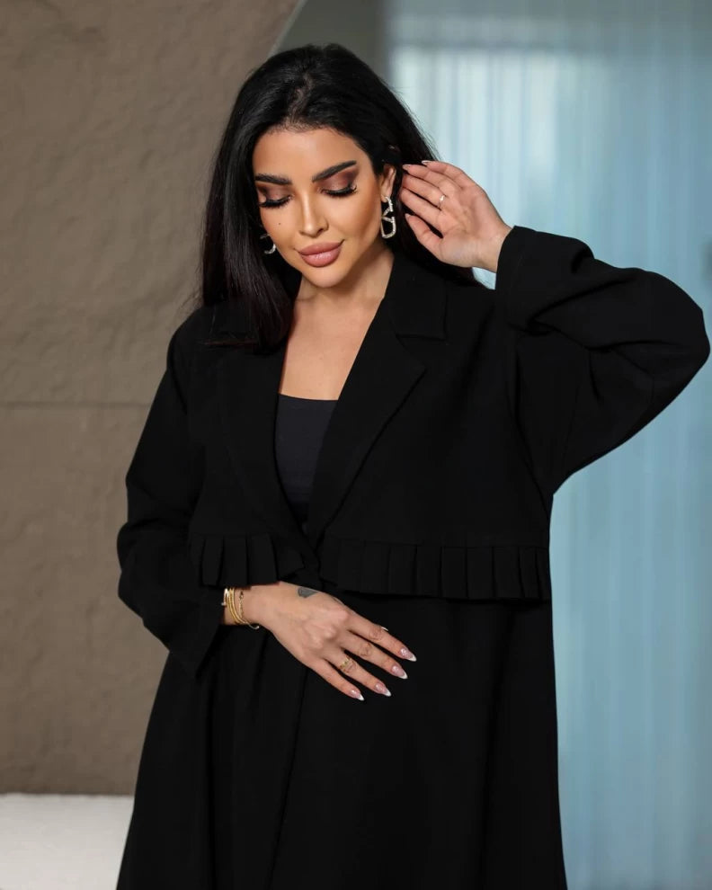 عباية كريب سوداء IB198 