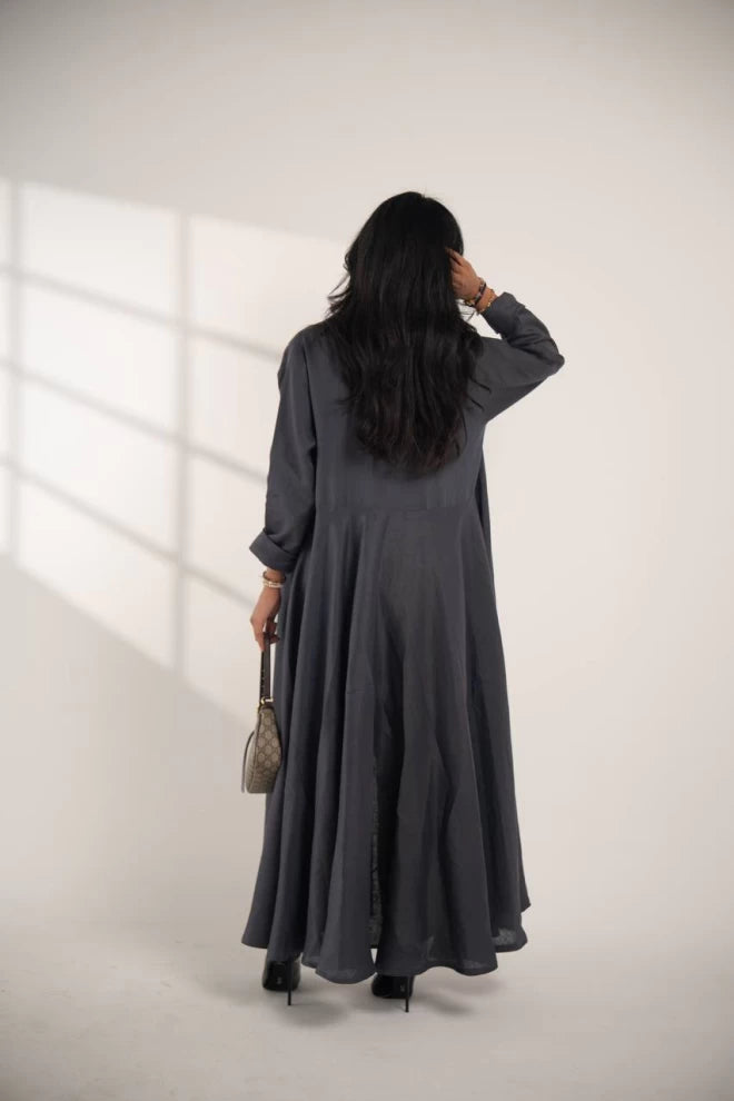 عباية بليزر من الكتان الرمادي C:IB336 