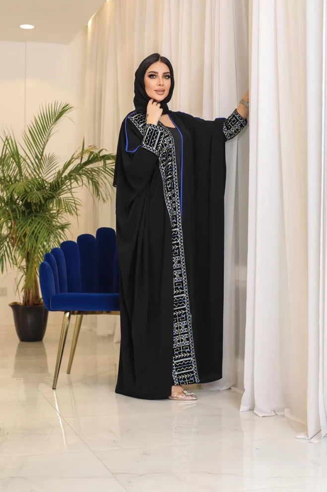 Crepe Abaya with velvet IB196 (Free size)