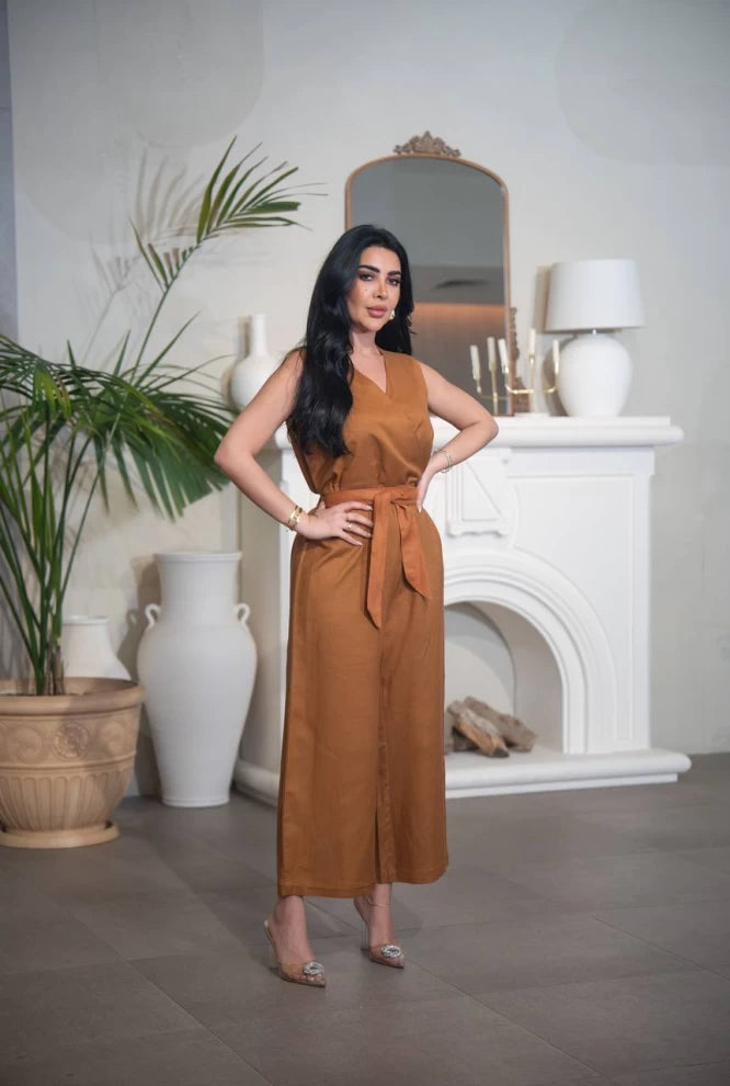 جمبسوت من الكتان بلون الجمل C:IB1088 