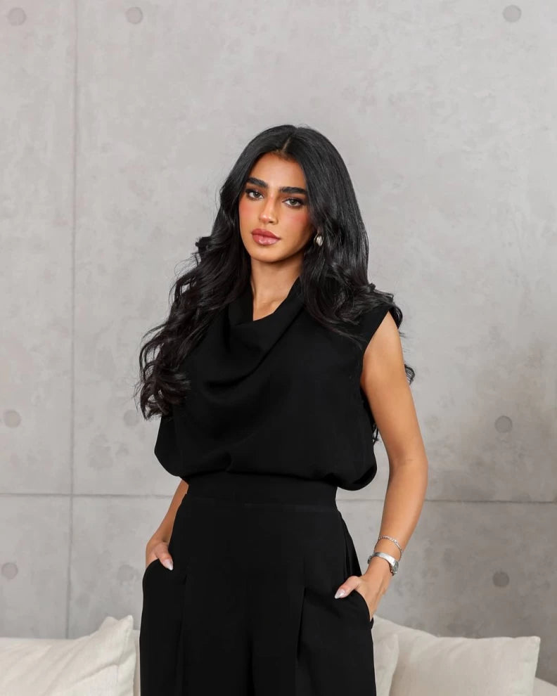 Linen Blouse Black IB1065 Balck