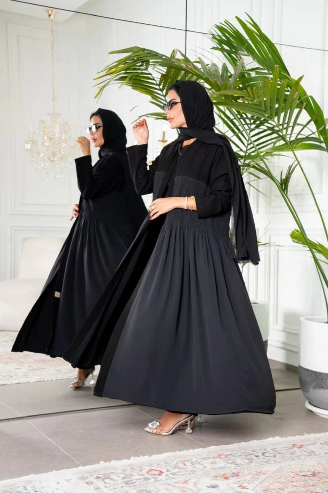 عباية كريب سوداء IB134 أسود
