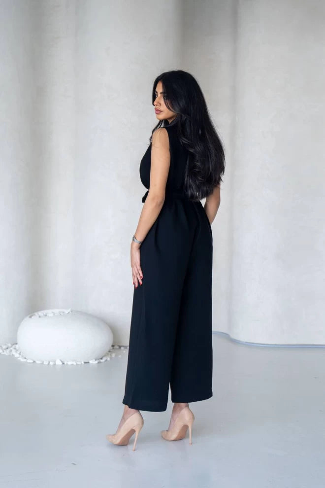 Linen jumpsuit, black, IB1070