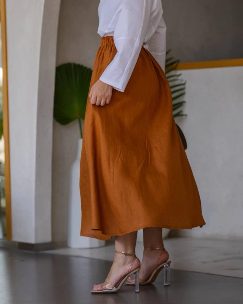 Linen Skirt Brown IB1024 Brown (S)