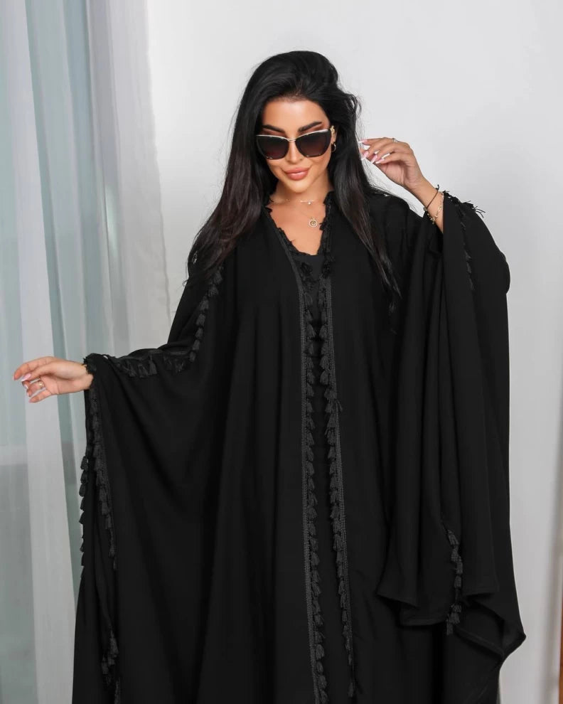 عباية سوداء خام IB146 أسود (مقاس حر) 