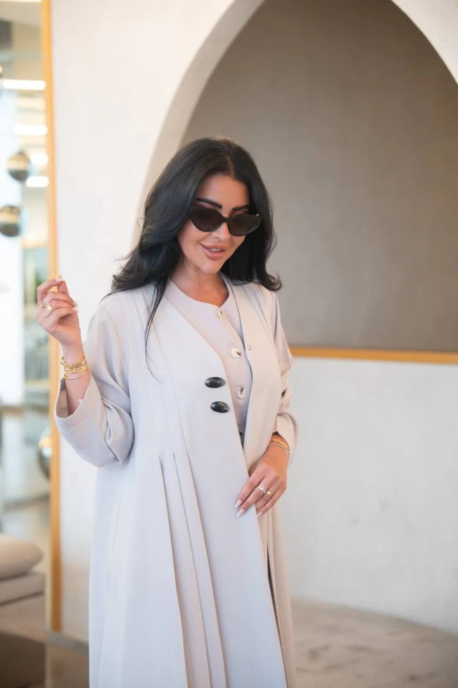 عباية كريب بيج مع طيات C:IB324 بيج 