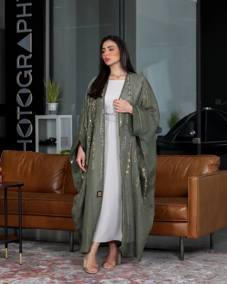 عبايه بشت بشك يدوي IB136 Green