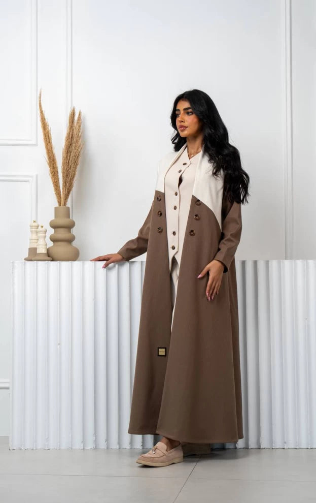 Abaya Blazer Brown With Beige IB235