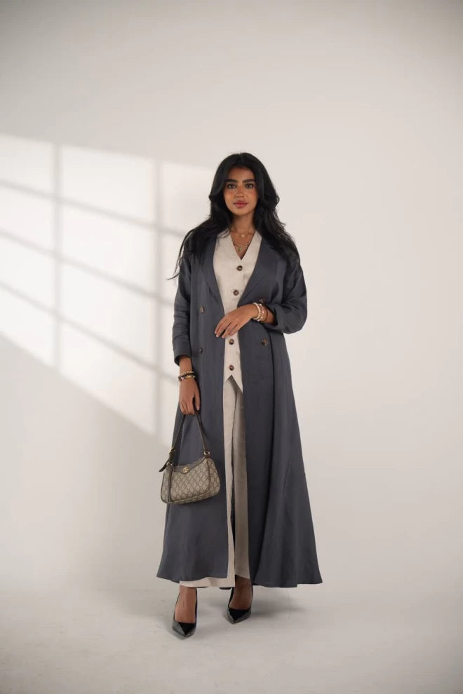 عباية بليزر من الكتان الرمادي C:IB336 