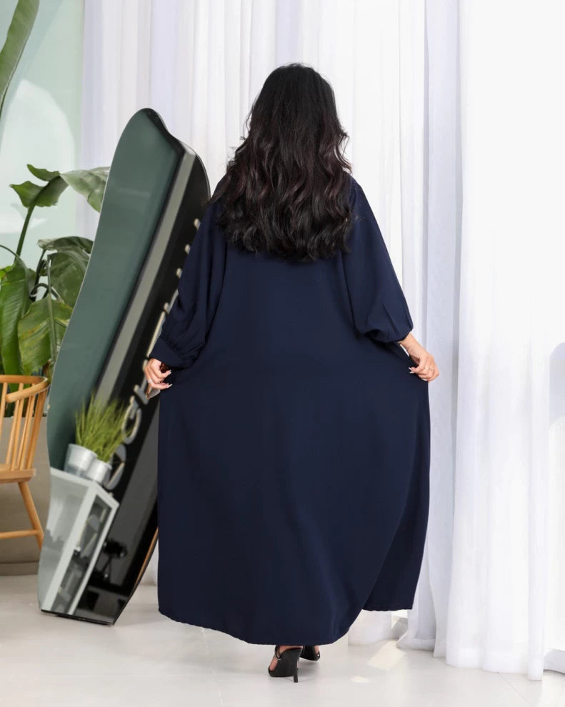 عبايه كريب بشك يدوي IB127 blue