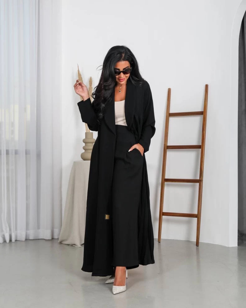 عباية كريب مطوية باللون الأسود C:IB150 