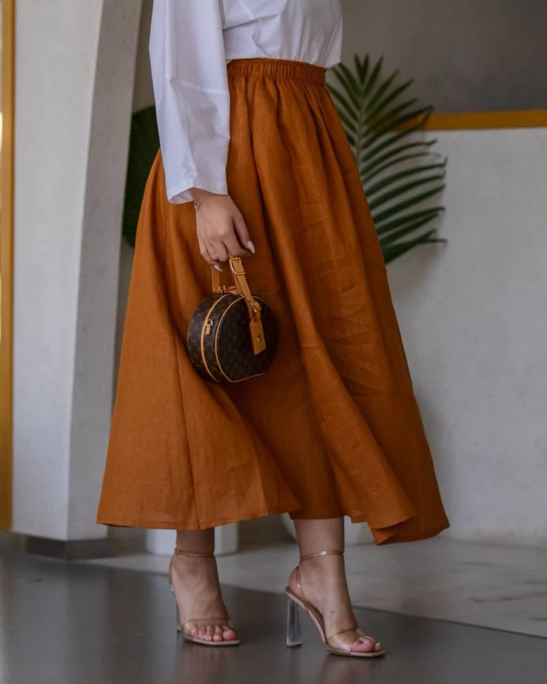 Linen Skirt Brown IB1024 Brown (S)