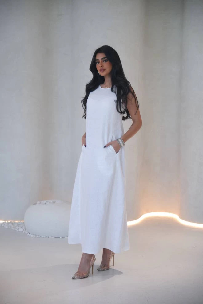 Linen white dress C:IB1071