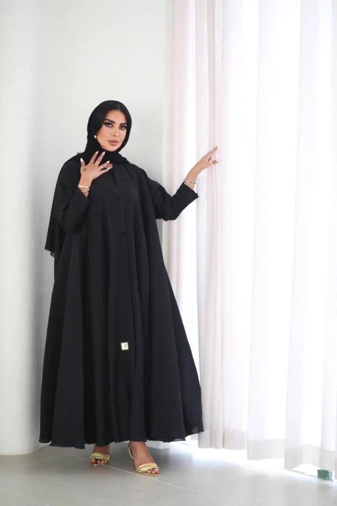 Free Size Abaya With Crepe Raw Material IB174 Black (Free size)