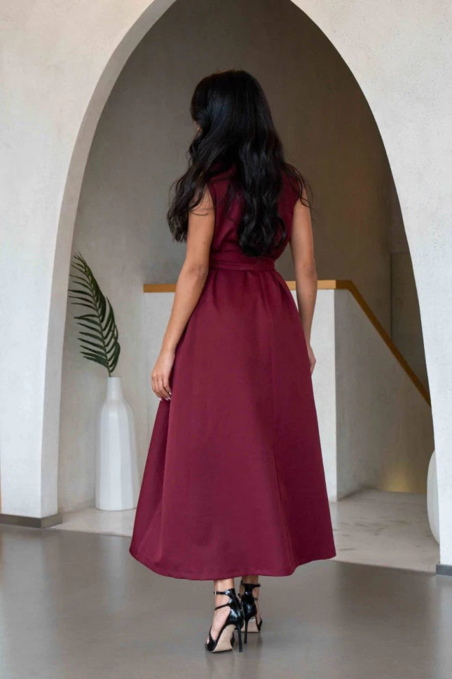 Burgundy Crepe Dress IB1066